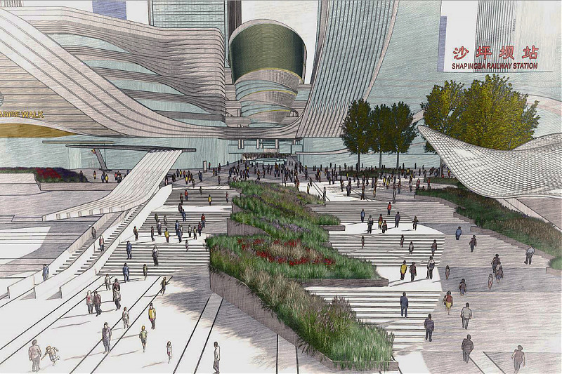 Terrain architecture - Longfor Lightyear Shapingba Transit Oriented Development Center